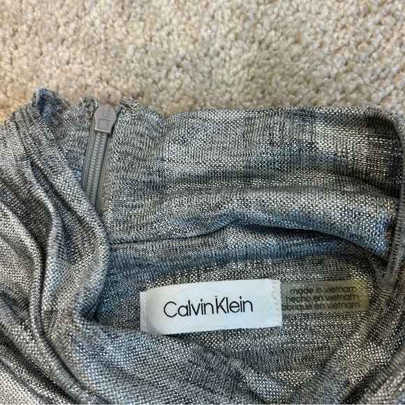 CALVIN Klein silver metallic high neck blouse - Picture 9 of 12